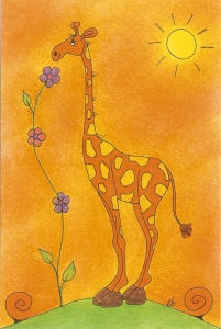 Carte postale : Girafe : Impression sur papier cartonné - Dimension : 10 cm X 15 cm - Prix : 1 € la carte -        8 € la série complète