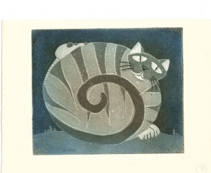 Le chat et la souris : Technique : Aquatinte et pointe sèche - 12 cm X 10 cm