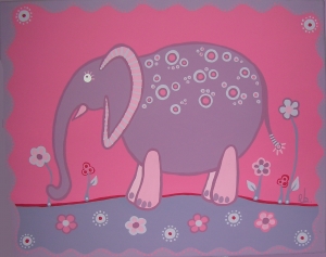 L'éléphant : Peinture acrylique. - Toile - 50 cm X 40 cm - 