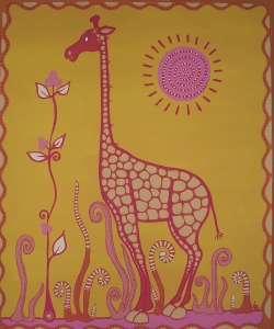 La girafe : Peinture acrylique. - Toile - 50 cm X 60 cm - 