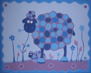 Le mouton : Peinture acrylique. - Toile - 50 cm X 40 cm - 