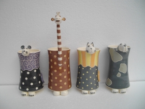 Vase : Souris, Girafe, Chat, Chien - Hauteur : 28 cm - Prix : 40 €